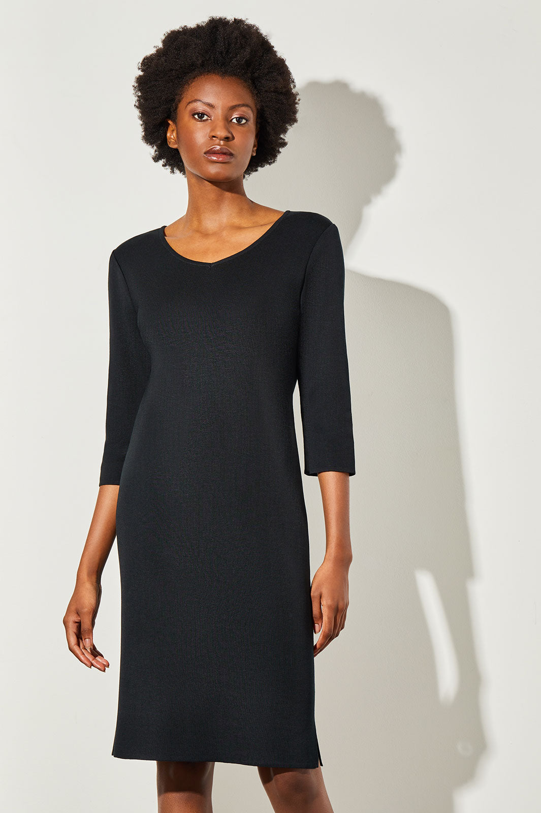 black 3 4 sleeve dress